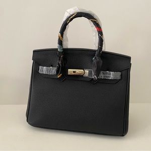 Black Gold Pebble Leather 30 Structured Lock Key Doctor's Satchel Bag Crossbody